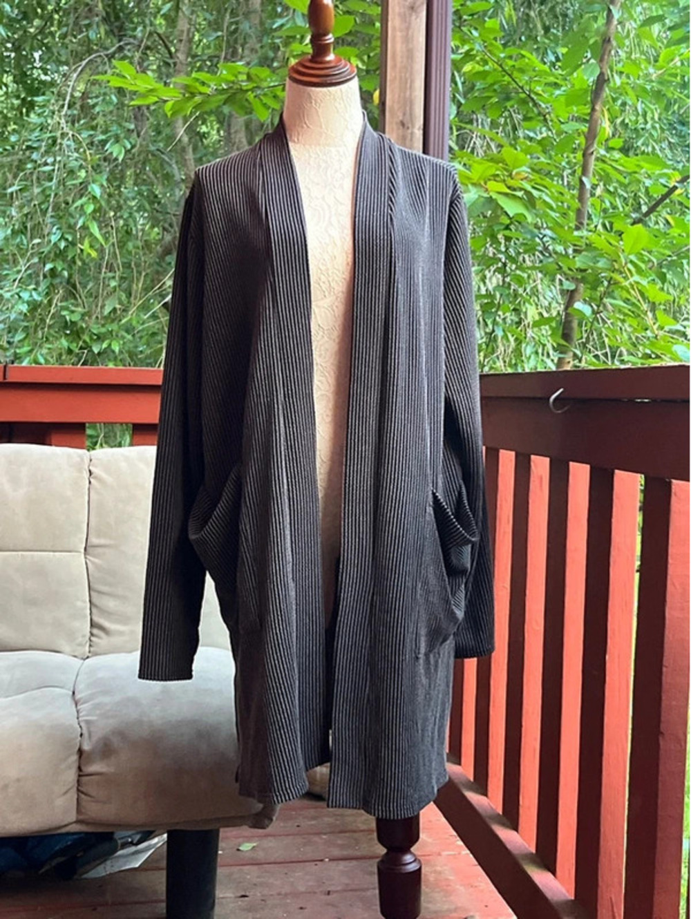 Long sleeve gray cover-up open front cardigan